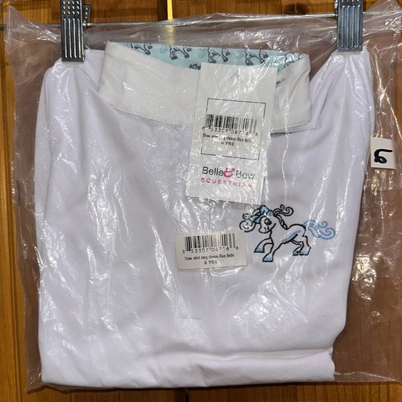 New Equestrian Belle and Bow Show Shirt - kids size 6 - Picture 1 of 4
